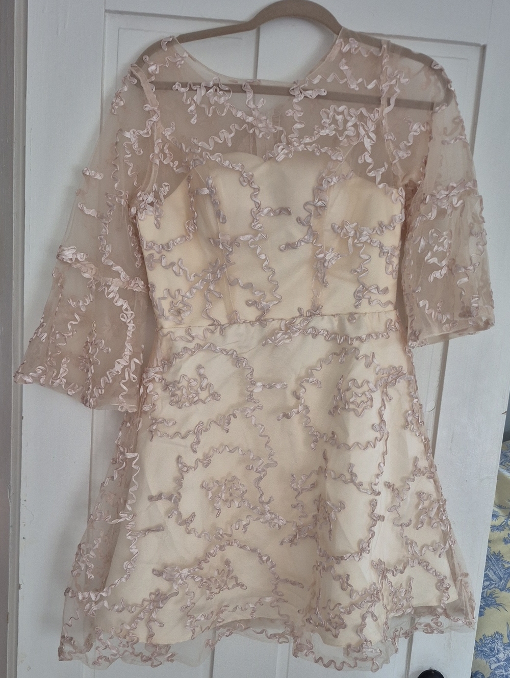 Womens Pink Lace Overlay Party Dress